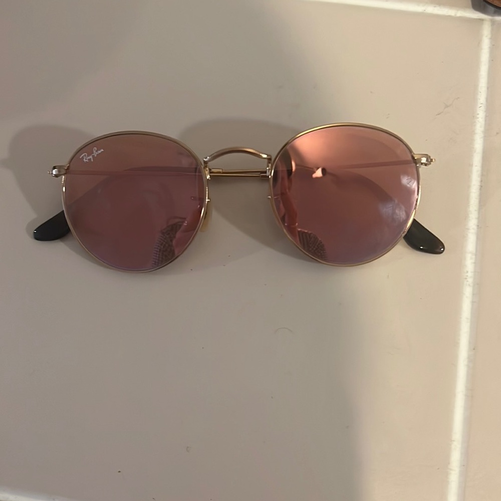 Ray Ban pink lens circular sunglasses - worn once